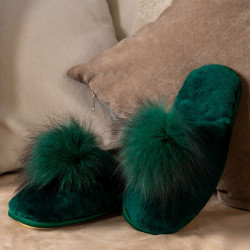 Домашние тапочки Paffi изумрудные