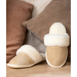 Домашние тапочки замшевые бежевые