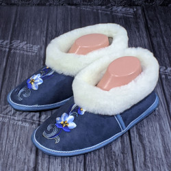 Чуни из натурального меха овчины высшего сорта цвет синий