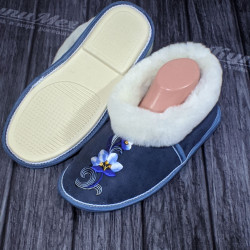 Чуни из натурального меха овчины высшего сорта цвет синий