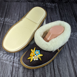 Чуни из натурального меха овчины высшего сорта цвет Коричневый