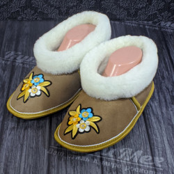 Чуни из натурального меха овчины высшего сорта цвет светло коричневый